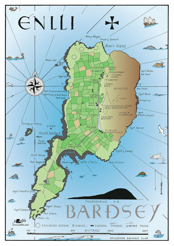 Llun o 'Map Ynys Enlli / Bardsey Island Map' 
                      gan Douglas B. Hague